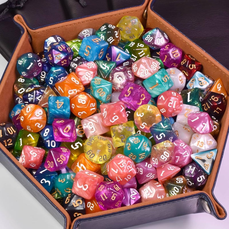Poludie DND Dice Sets, 175Pcs Polyhedral D&D Dice with 4 Leather Bags for D&D Role-Playing Games, RPG Table Games(25Sets) - Image 5
